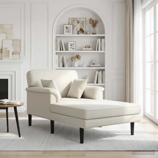 vidaXL Chaise longue Crèmekleurig fluweel, foto 2