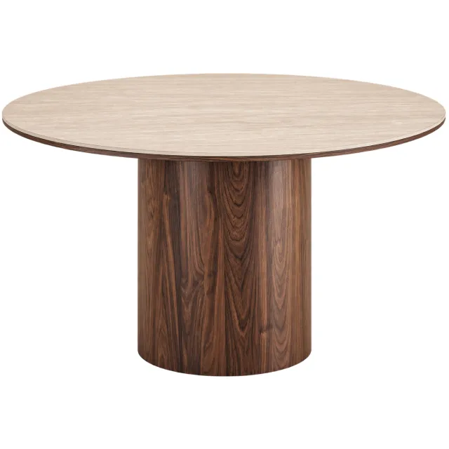 Artichok Dana houten eettafel met keramiek blad donkerbruin - Ø120 x 75 cm