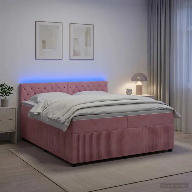 vidaXL Boxspringbed met matras Roze 200 x 200 cm Fluweel