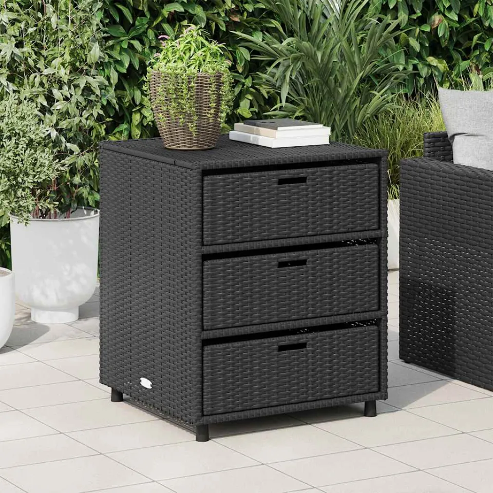vidaXL Tuinkast 55x59x69 cm poly rattan zwart, foto 3