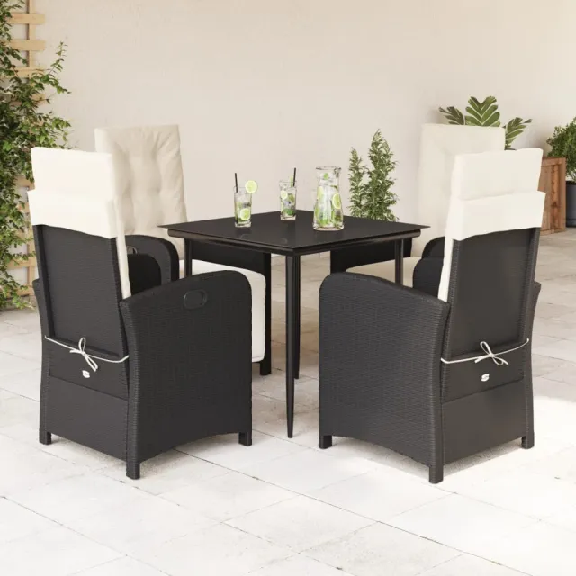 vidaXL 5-delige Tuinset met kussens poly rattan zwart, foto 2