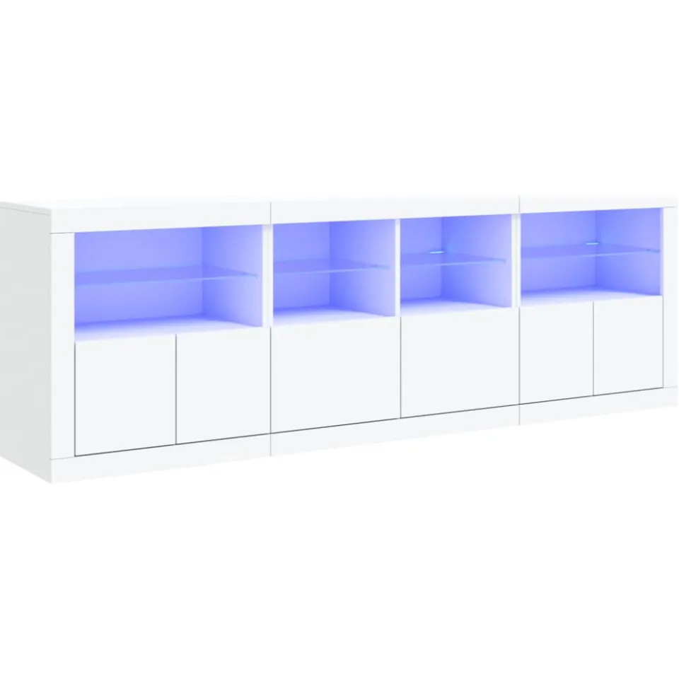 vidaXL Dressoir met LED-verlichting 202x37x67 cm wit, foto 3