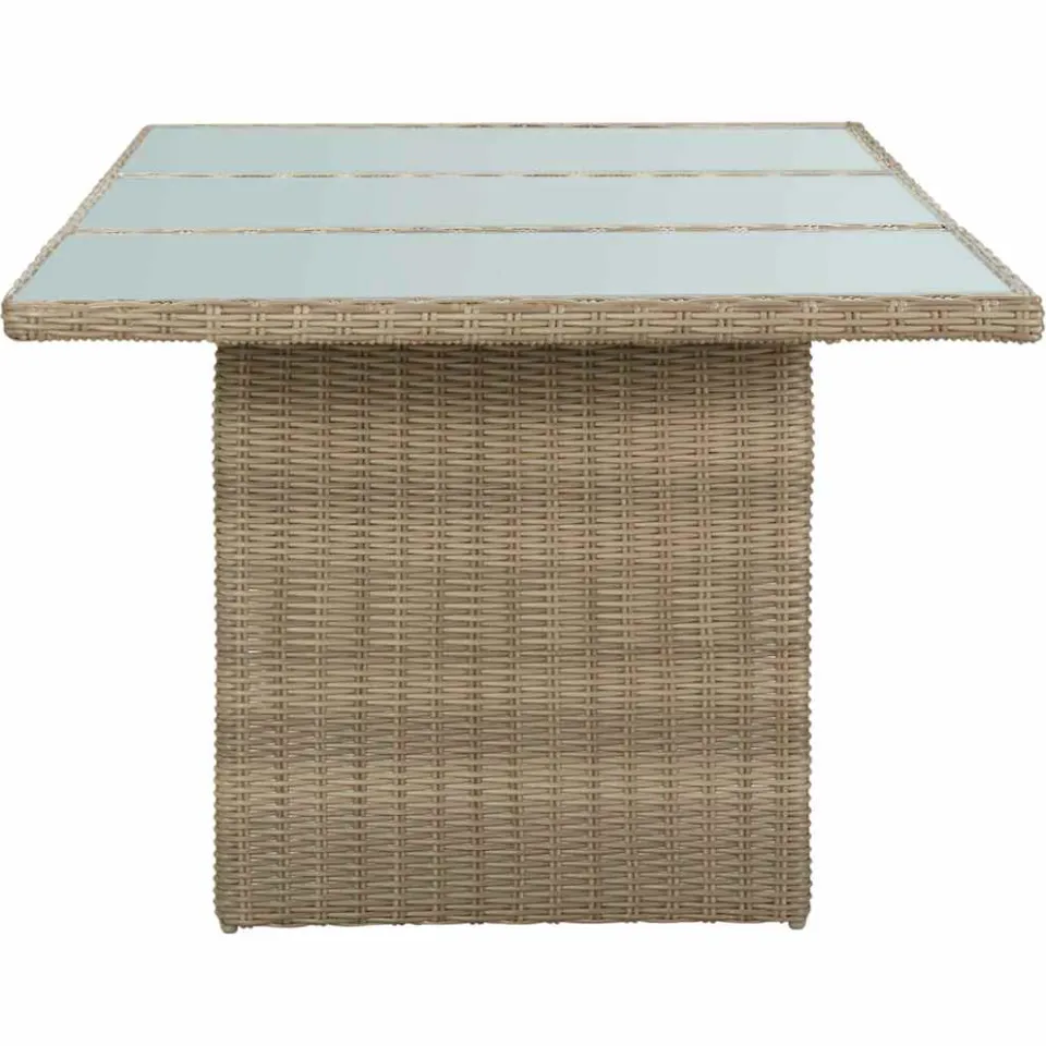 vidaXL Tuintafel 200x100x74 cm glas en poly rattan bruin, foto 3