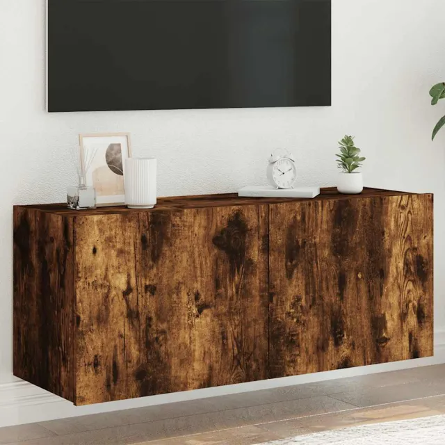 vidaXL Tv-wandmeubel met LED-verlichting 100x35x41 cm gerookt eiken Bruin