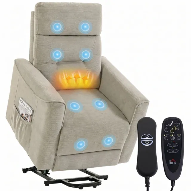 GranMaison Massagestoel - Ontspannende Stoel - Met Ligfunctie - Trilfunctie - Verstelbare Stoel - TV Stoel - Relaxfauteuil - Beklede Stoel - Grijsbeige