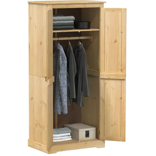 vidaXL Kledingkast Corona 76x50x170 cm massief grenenhout Bruin