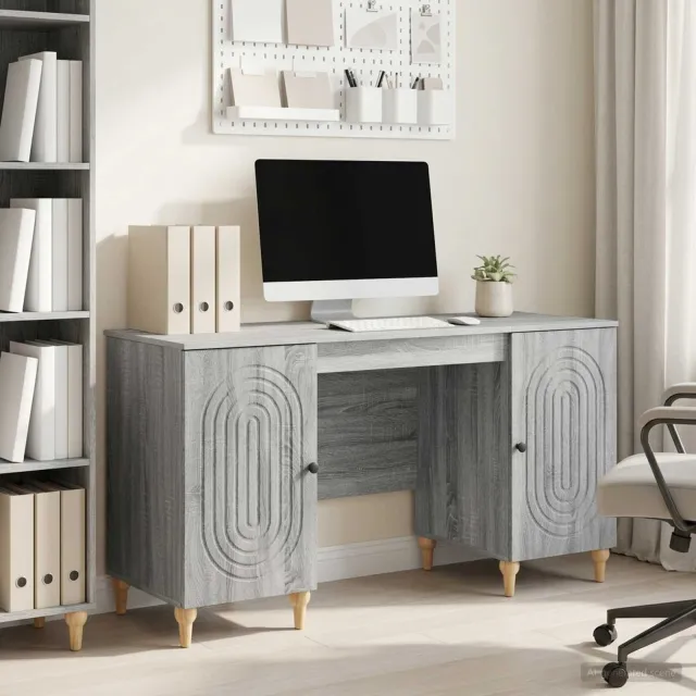 vidaXL Bureau Grijs sonoma 142,5 x 50 x 75 cm Bewerkt hout