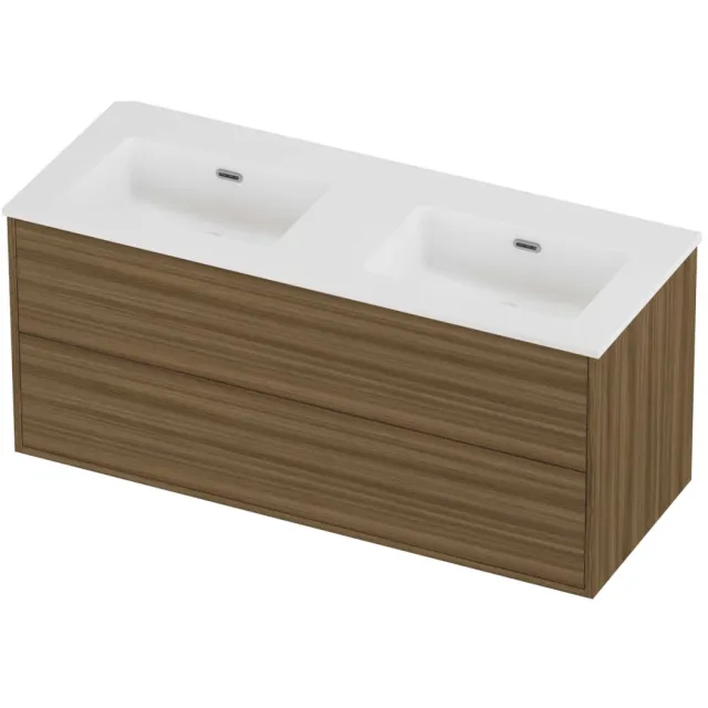 Proline Tribute Badmeubelset Porselein Elegant 120x46x54 cm Mat White Caramel Walnut Houtlook