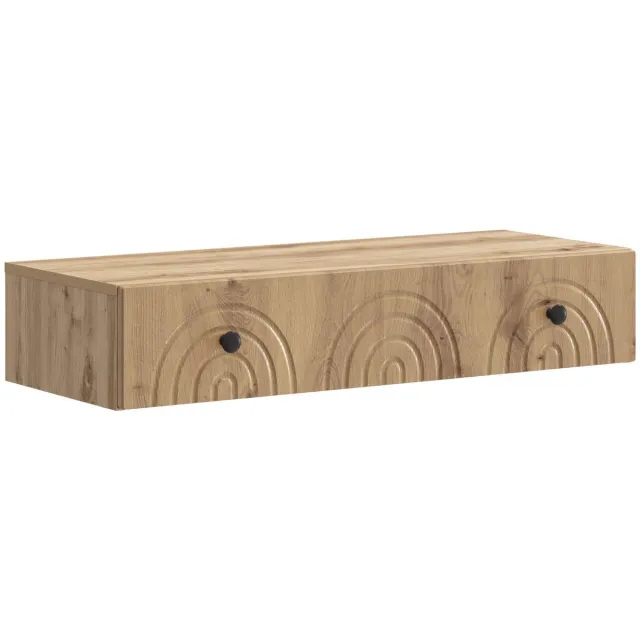 vidaXL Wandgemonteerde - Zijtafel - 87,5 - x - 34,5 - x - 17 - cm - Bewerkt - hout Artisanaal eiken