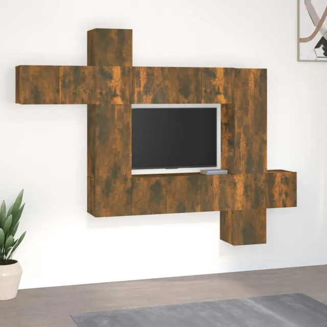 vidaXL 10-delige Tv-meubelset bewerkt hout gerookt eikenkleurig Bruin
