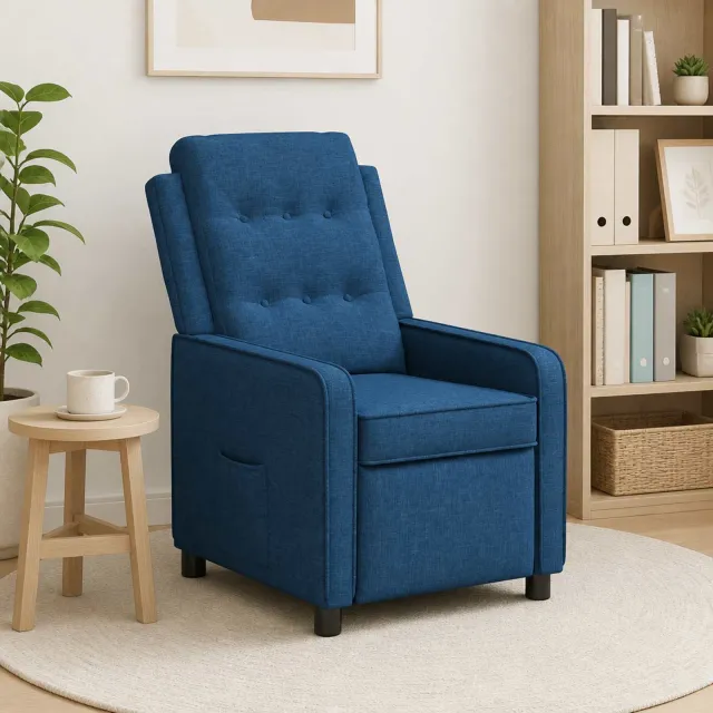 vidaXL Ligstoel Blauw 65 x 93 x 102 cm Stof, foto 2