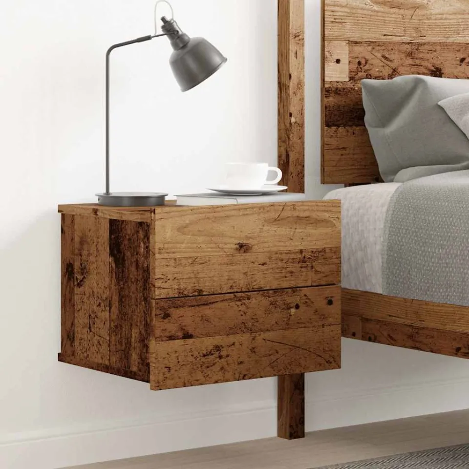 vidaXL Nachtkastje wandgemonteerd 40x32x30 cm oud houtkleurig bruin, foto 2