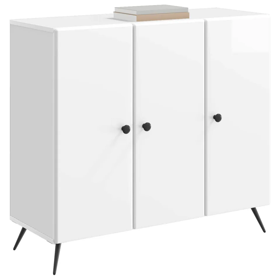 vidaXL Dressoir Hoogglans Wit 89 x 34,5 x 80 cm Bewerkt hout, foto 2