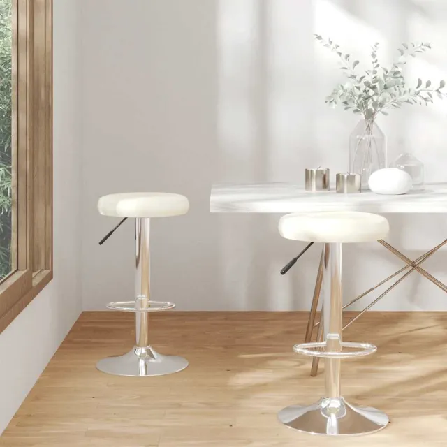 vidaXL Barkrukken 2 st kunstleer crèmekleurig, foto 2
