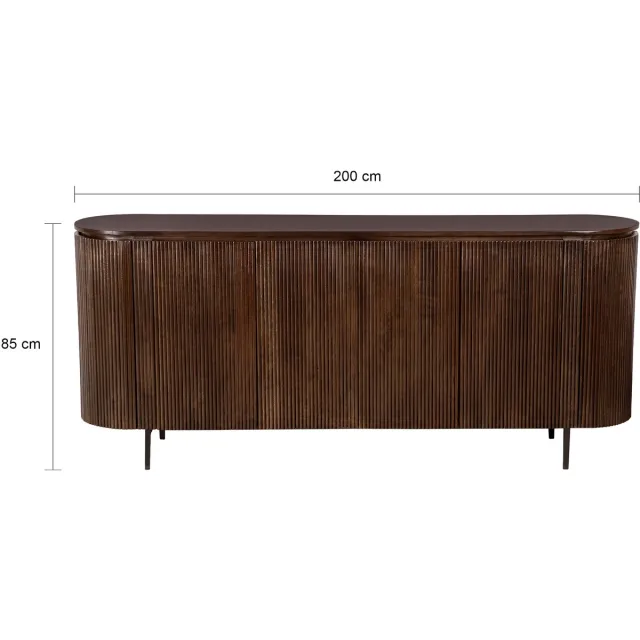 Lewis & Loft Dressoir Lena - Met 4 deuren - FSC-gecertificeerd mangohout - Walnoot bruin, foto 2