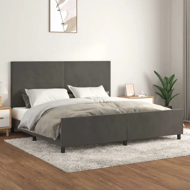 vidaXL Bedframe zonder matras 200x200 cm fluweel donkergrijs grijs