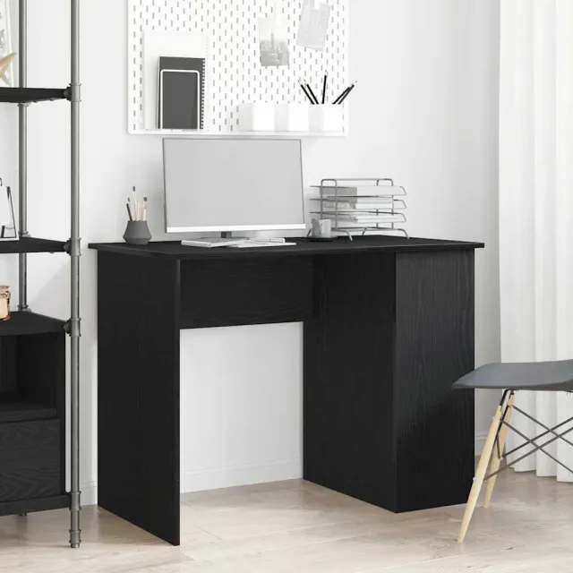 vidaXL Bureau Zwart Eiken 100x55x75 cm Bewerkt Hout, foto 2