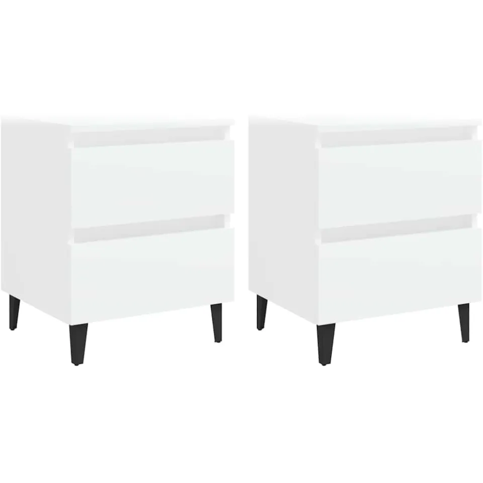 vidaXL Nachtkastjes 2 st 40x35x50 cm bewerkt hout wit, foto 3