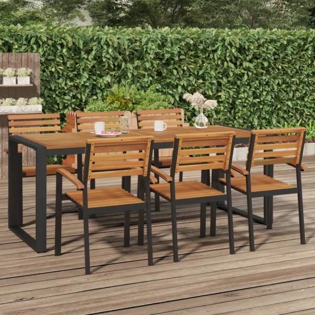 vidaXL Tuintafel met U-vormige poten 200x90x75 cm massief acaciahout bruin, foto 2