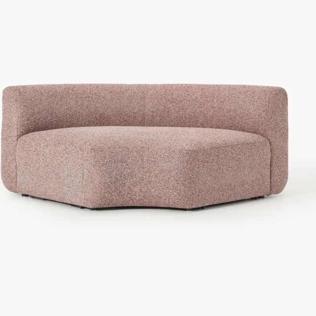 Westwing Collection Ronde bouclé hoekmodule Sofia Wijnrood
