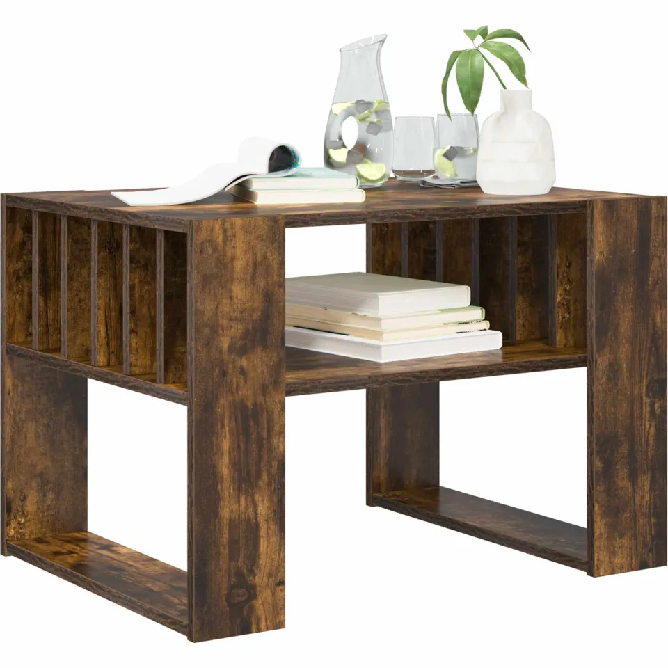 vidaXL Salontafel Gerookt eiken 66 x 49,5 x 45 cm Bewerkt hout