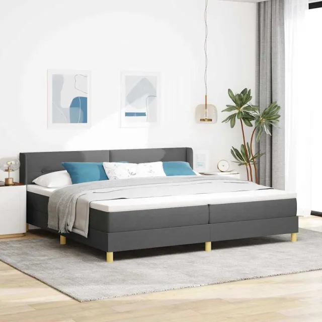 vidaXL Boxspringbed met hoofdeinde Donkergrijs 200 x 200 cm Stof