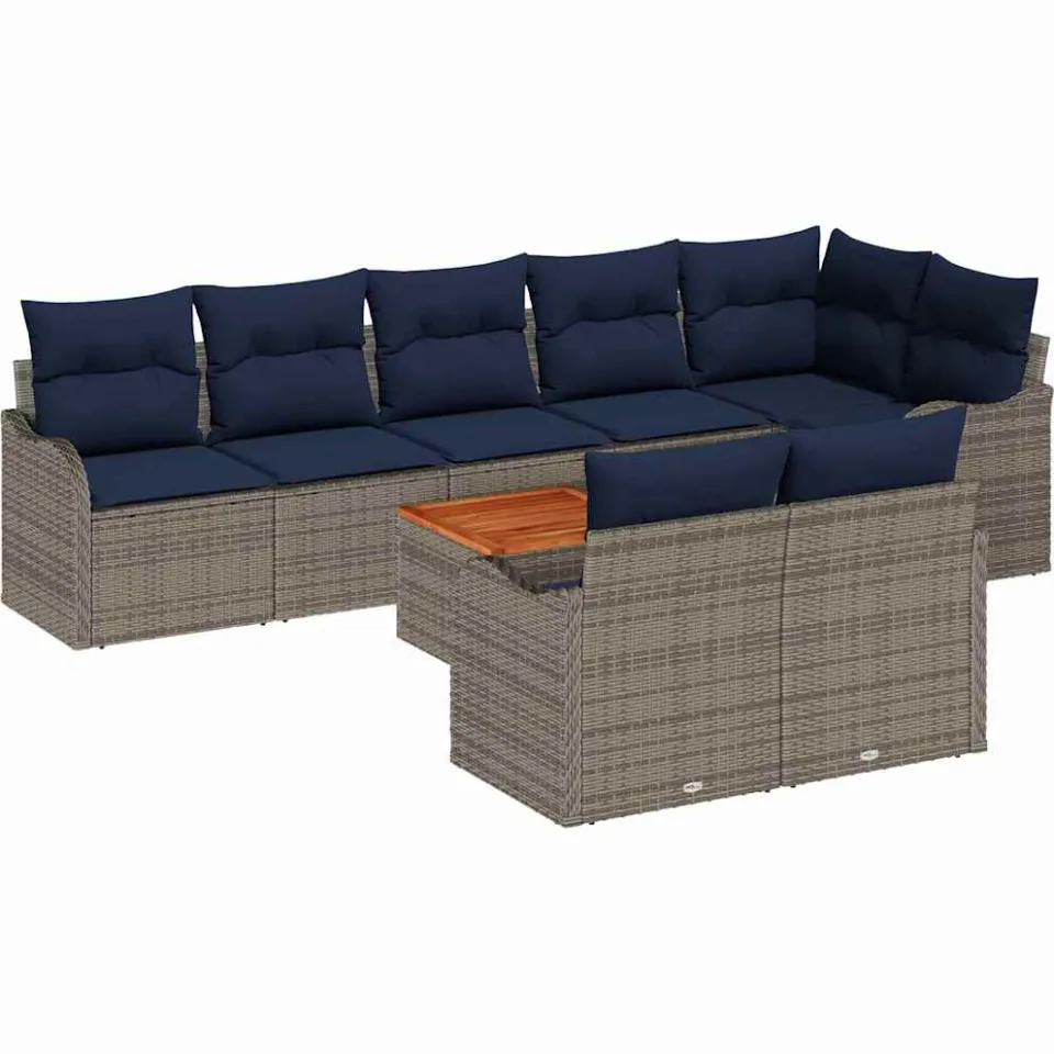 vidaXL Tuinbankenset 9 st Grijs poly rattan