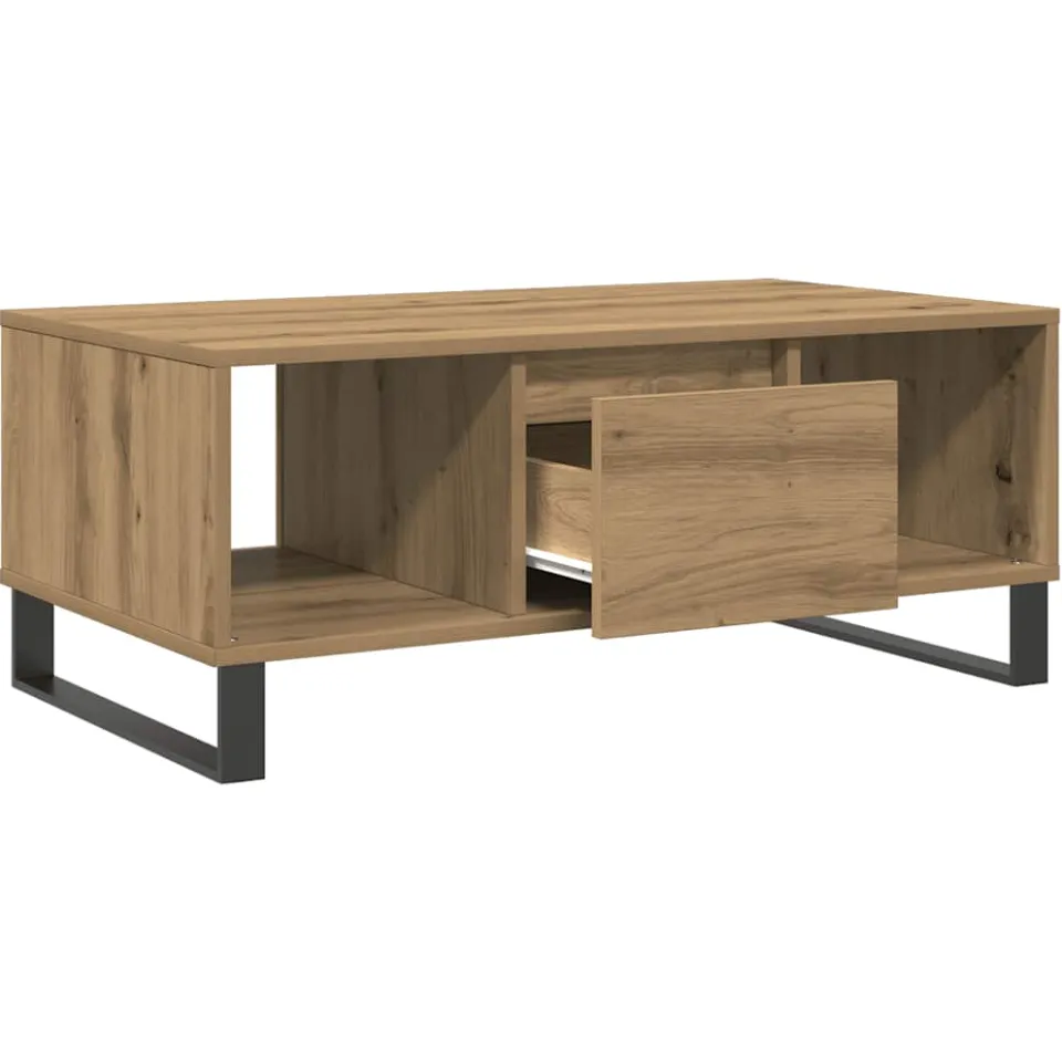 vidaXL Salontafel 90x50x36,5 cm bewerkt hout artisanaal eikenkleurig Bruin