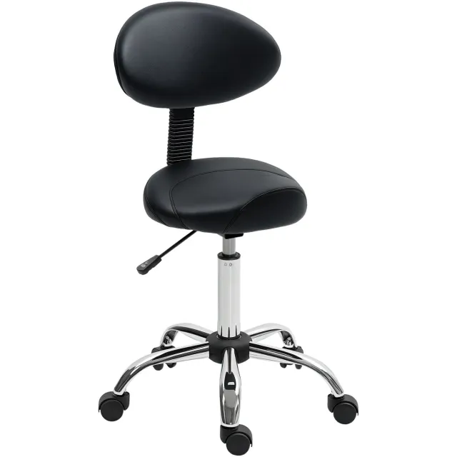 NordHaus Kruk met wielen - Werkkruk - Salonkruk - 360° draaibaar en verstelbaar - 83-98 cm Zwart