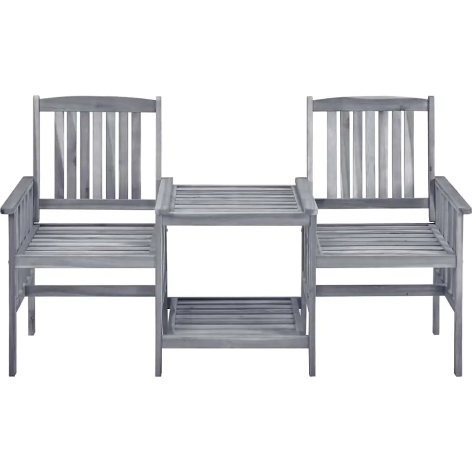 vidaXL Tuinstoelen met tafeltje en kussens massief acaciahout grijs, foto 2