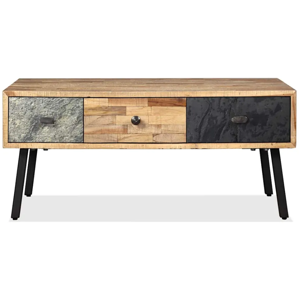 vidaXL Salontafel 90x65x40 cm massief gerecycled teakhout bruin, foto 3