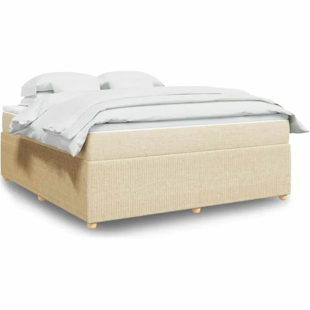 vidaXL Boxspring met matras stof crèmekleurig 180x200 cm