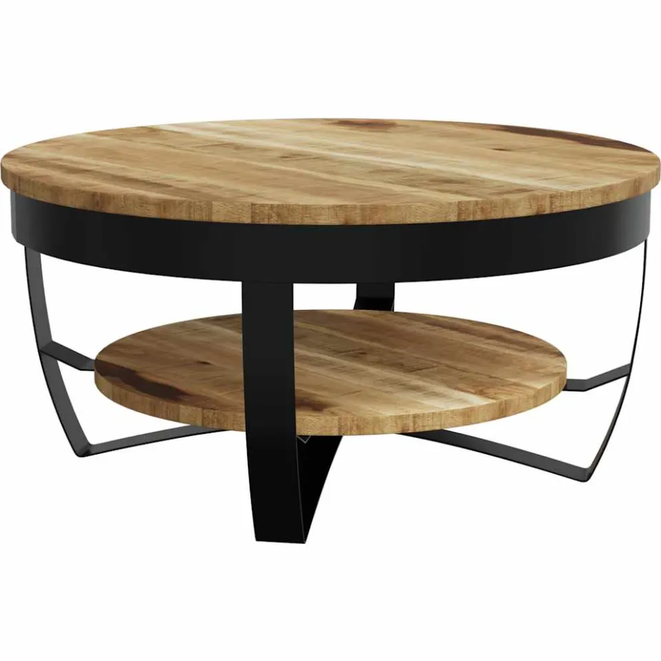vidaXL Salontafel 65x32 cm massief ruw mangohout Bruin