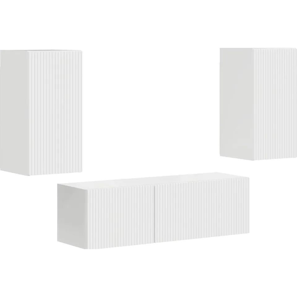 vidaXL TV Wandkast Set 4 st Hoogglans wit Bewerkt hout, foto 3