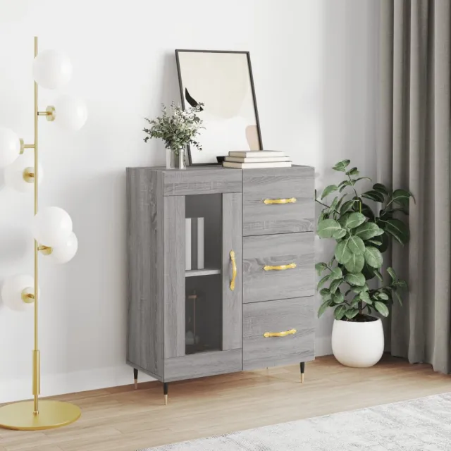 vidaXL Dressoir 69,5x34x90 cm bewerkt hout grijs sonoma eikenkleurig, foto 2