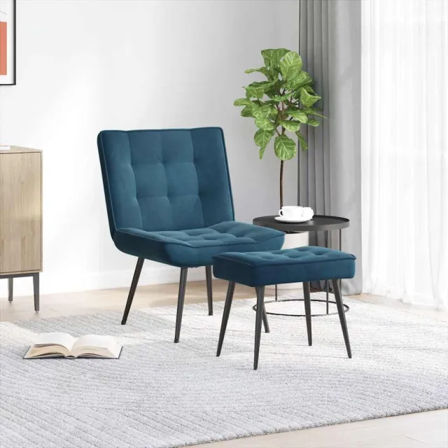 vidaXL Relaxstoel met voetenbank fluweel blauw