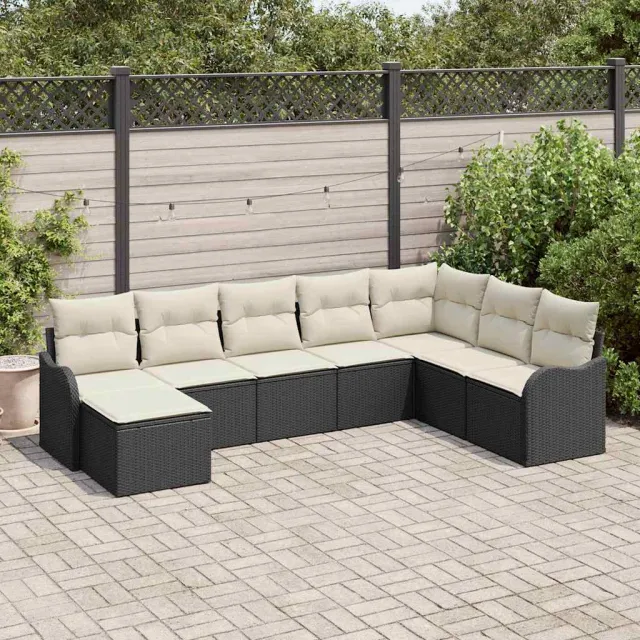 vidaXL Tuin Sofa Set 8 st Zwart poly rattan, foto 2