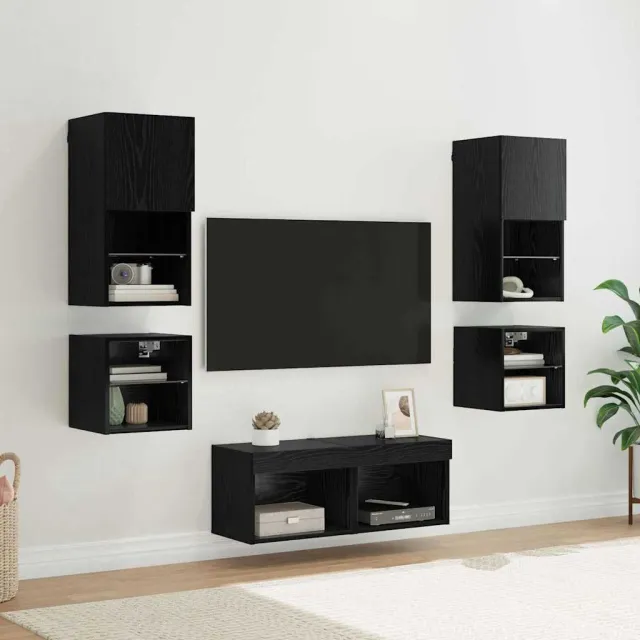 vidaXL TV Wandmeubels 8 st 30,5 x 30 x 60 cm Zwart Eiken