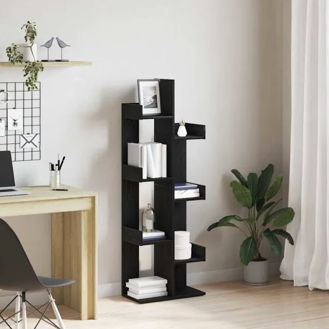 vidaXL Boekenkast 8-laags 48 x 25,5 x 140 cm Bewerkt hout Zwart Eiken, foto 2