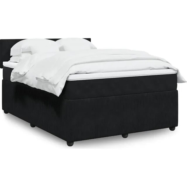 vidaXL Boxspring met matras fluweel zwart 160x200 cm