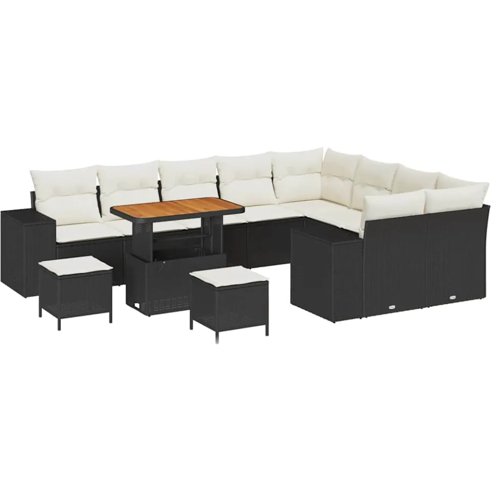 vidaXL Tuin Sofa Set 12 st Zwart poly rattan