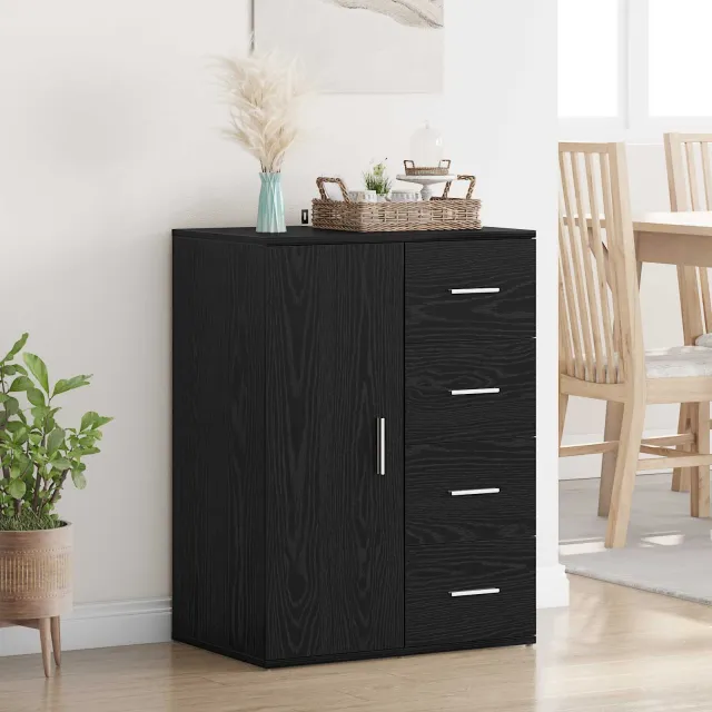 vidaXL Dressoir Zwart Eiken 59 x 39 x 80 cm Bewerkt hout