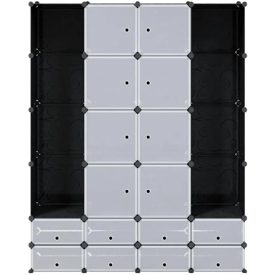 vidaXL Kast modulair met 18 vakken 37x146x180,5 cm zwart en wit, foto 4