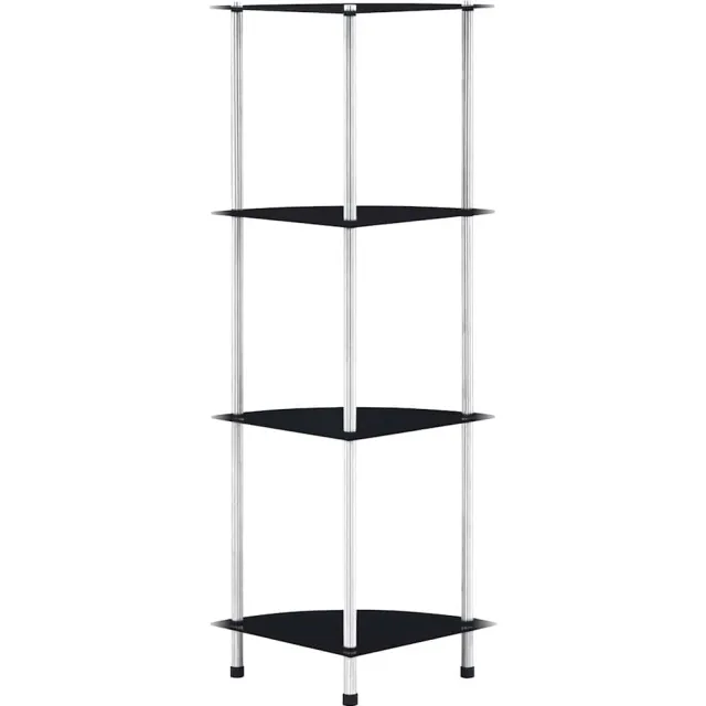 vidaXL Kastje 4-laags 30x30x100 cm gehard glas zwart