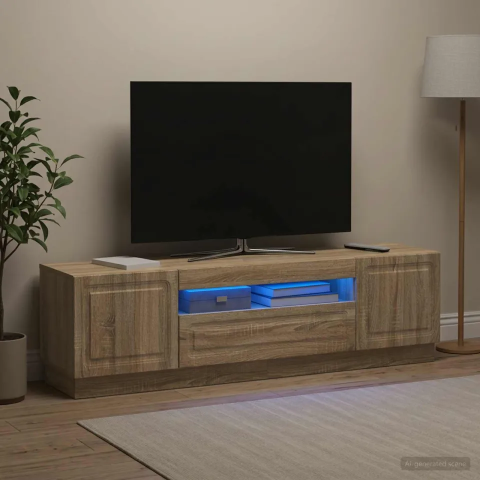vidaXL LED tv-meubel Sonoma Eiken Bewerkt hout, foto 4
