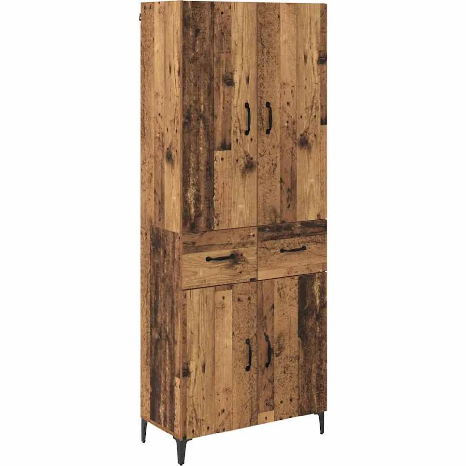 vidaXL Highboard Oud Hout 69,5 x 34 x 180 cm Bewerkt hout bruin, foto 3