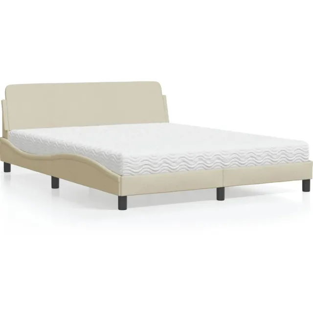 vidaXL Bed met matras "Dover" stof crèmekleurig 160x200 cm