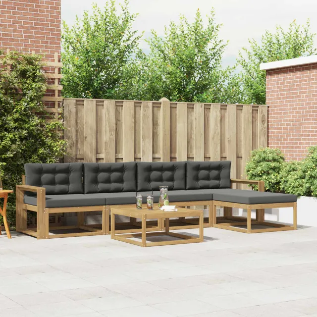 vidaXL Buiten bankenset 6 st 5-zits Wit en antracietkleurig Polyester Bruin