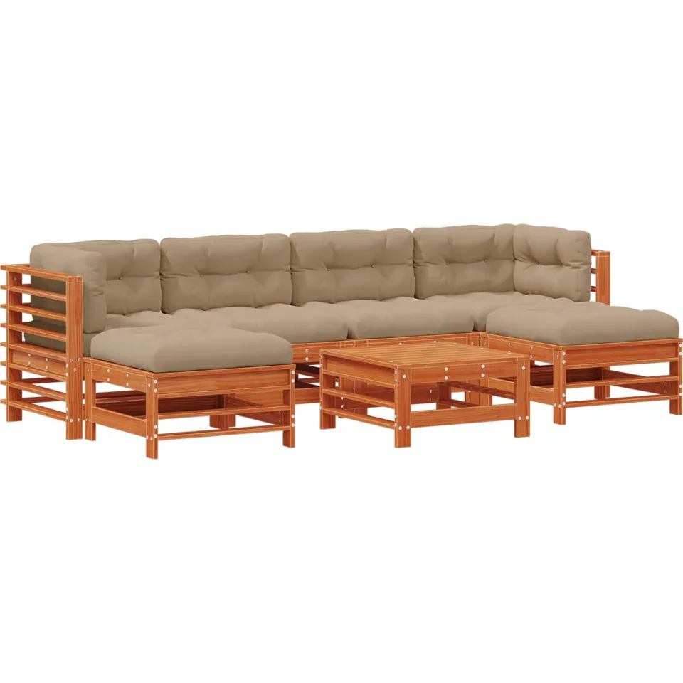 vidaXL Tuin loungeset 7 st Wasbruin Massief grenenhout bruin, foto 3
