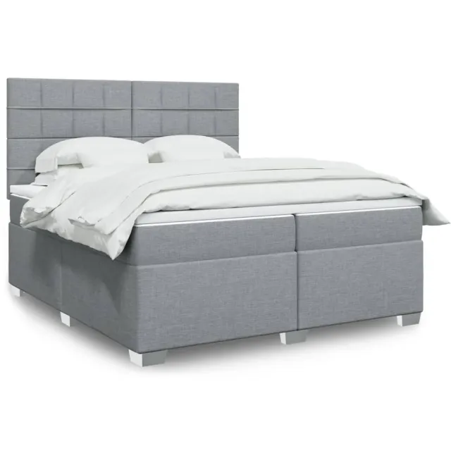 vidaXL Boxspring met matras stof lichtgrijs 200x200 cm grijs